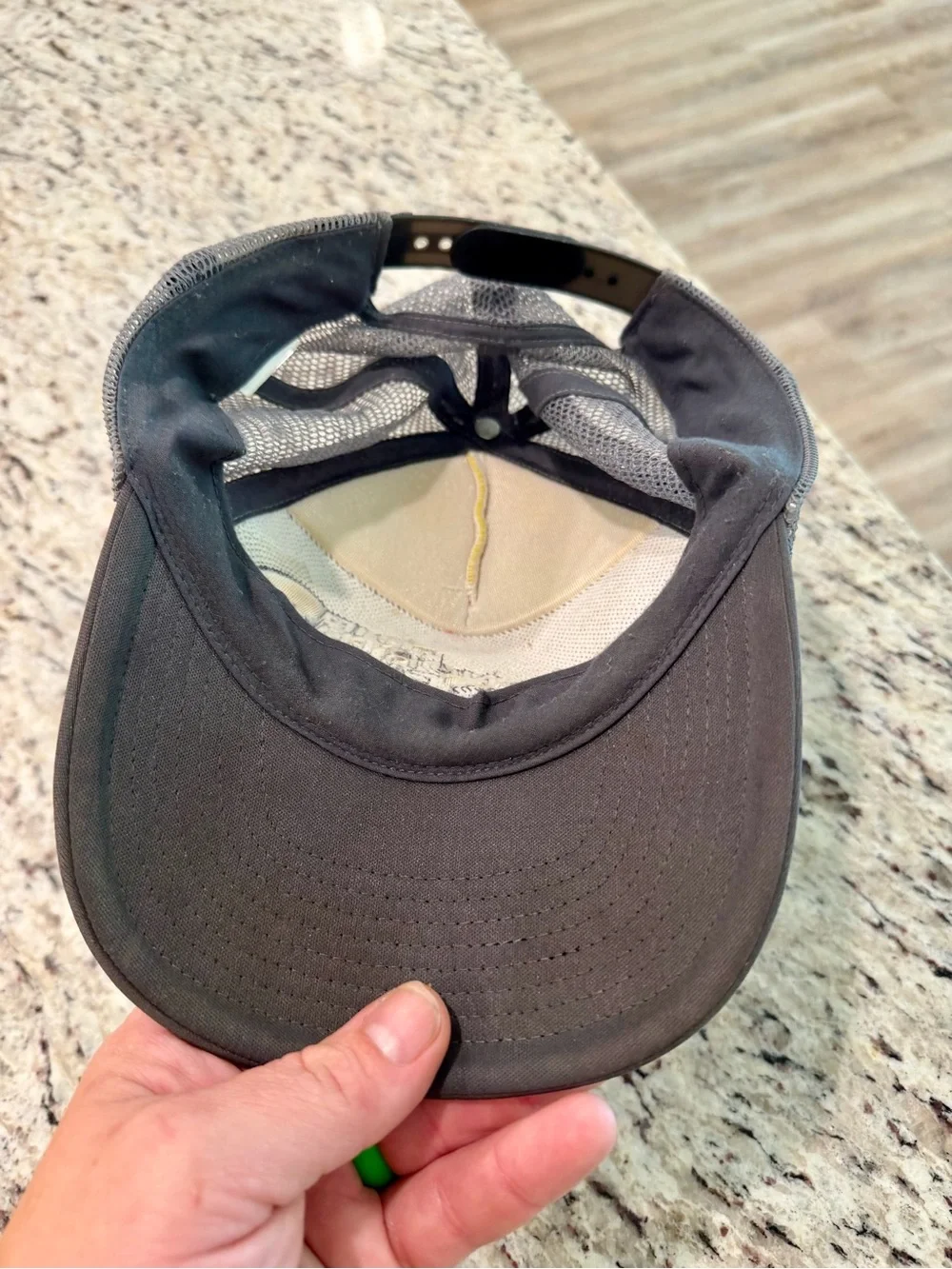 The North Face Cross Stitch Trucker Hat Cap Snapback One Size Yellow Gray